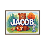 Jacob Name Art - Forest Friends personalized wall print for kids