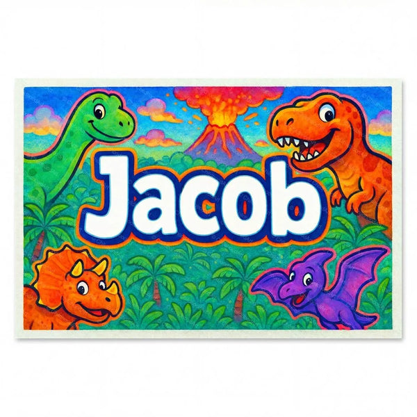 Jacob Name Art - Dinosaur Adventure Personalized Wall Art