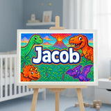 Jacob Name Art - Dinosaur Adventure personalized wall print for kids
