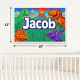 Jacob Name Art - Dinosaur Adventure personalized wall print for kids