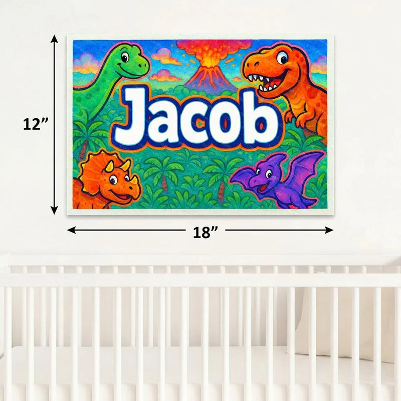 Jacob Name Art - Dinosaur Adventure personalized wall print for kids