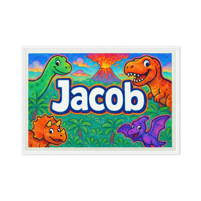 Jacob Name Art - Dinosaur Adventure personalized wall print for kids