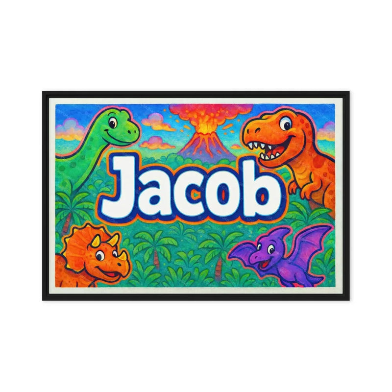 Jacob Name Art - Dinosaur Adventure personalized wall print for kids