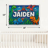 Jaiden Name Art - Dinosaur Adventure personalized wall print for kids
