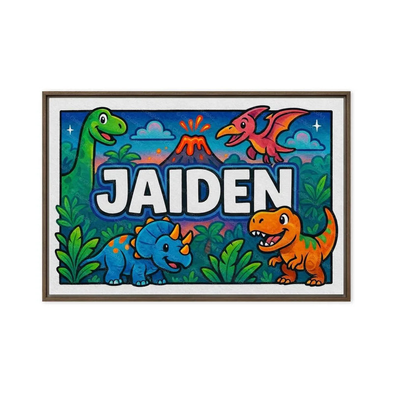 Jaiden Name Art - Dinosaur Adventure personalized wall print for kids