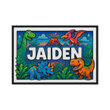 Jaiden Name Art - Dinosaur Adventure personalized wall print for kids