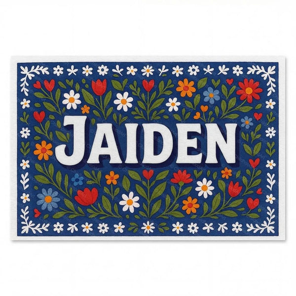 Jaiden Name Art - Floral Farmhouse Personalized Wall Art