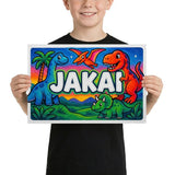 Jakai Name Art - Dinosaur Adventure personalized wall print for kids