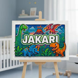 Jakari Name Art - Dinosaur Adventure personalized wall print for kids