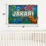 Jakari Name Art - Dinosaur Adventure personalized wall print for kids