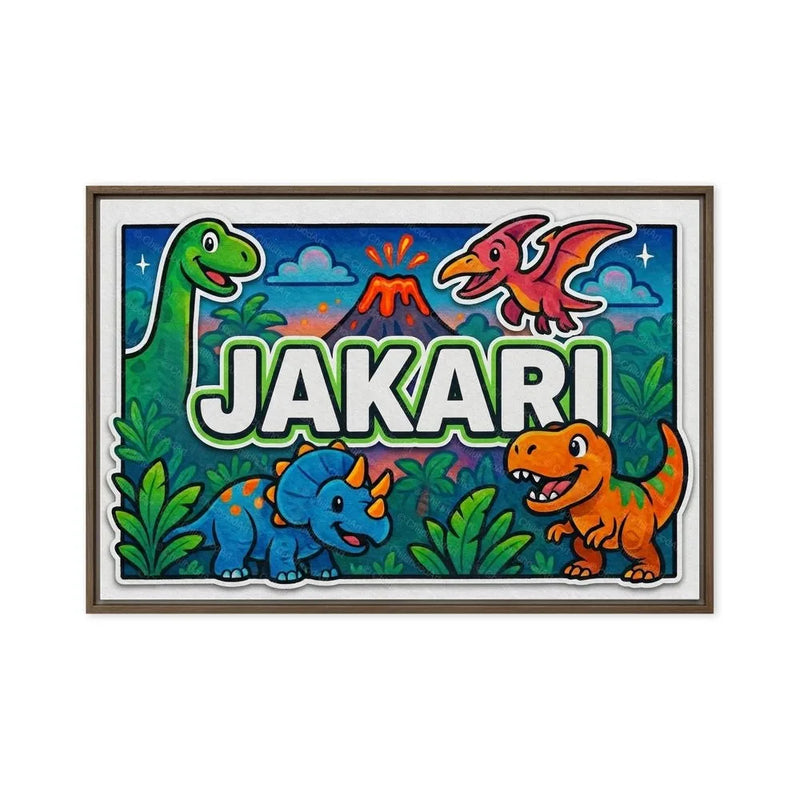 Jakari Name Art - Dinosaur Adventure personalized wall print for kids