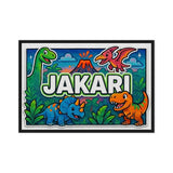 Jakari Name Art - Dinosaur Adventure personalized wall print for kids