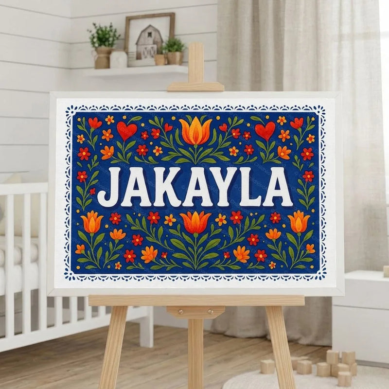 Kayla Name Art | Floral Farmhouse Wall Art | ChildhoodArt