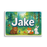 Jake Name Art - Forest Friends personalized wall print for kids