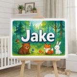 Jake Name Art - Forest Friends personalized wall print for kids