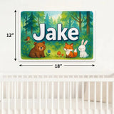 Jake Name Art - Forest Friends personalized wall print for kids