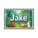 Jake Name Art - Forest Friends personalized wall print for kids