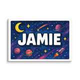 Jamie Name Art - Space Explorers personalized wall print for kids