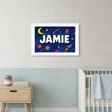 Jamie Name Art - Space Explorers personalized wall print for kids