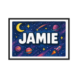 Jamie Name Art - Space Explorers personalized wall print for kids