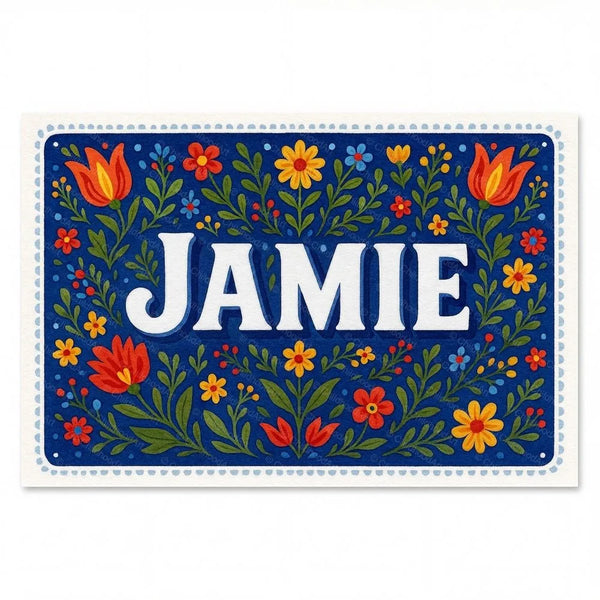 Jamie Name Art - Floral Farmhouse Personalized Wall Art