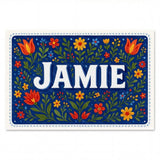 Jamie Name Art - Floral Farmhouse personalized wall print for kids