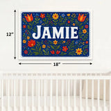 Jamie Name Art - Floral Farmhouse personalized wall print for kids