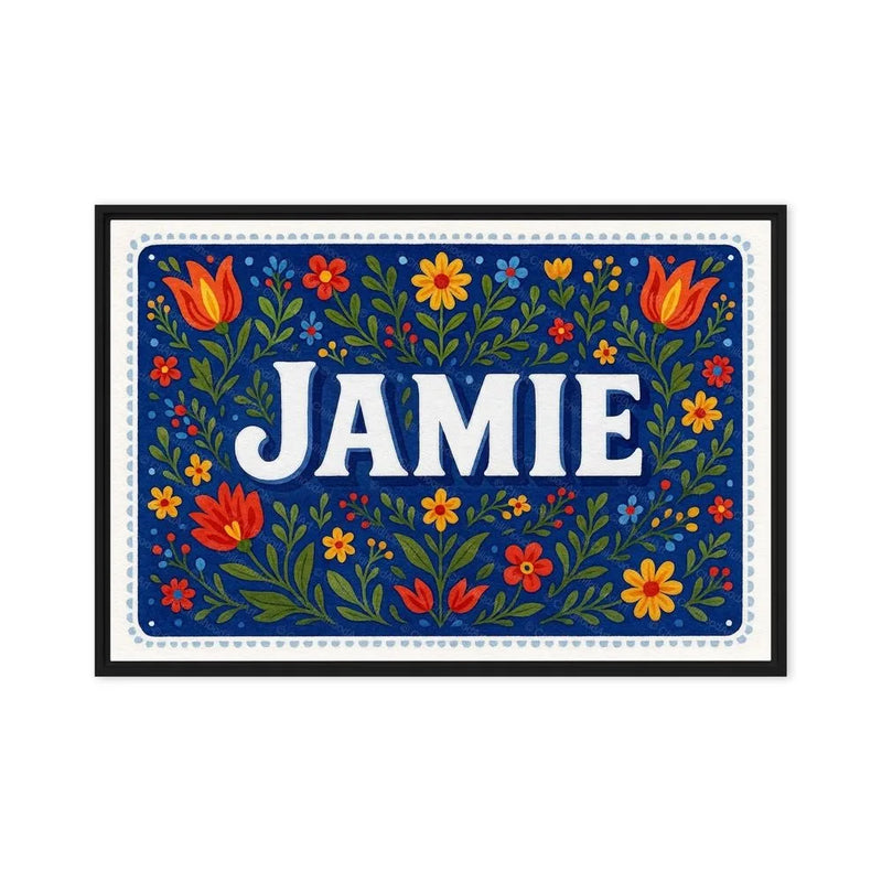 Jamie Name Art - Floral Farmhouse personalized wall print for kids