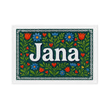 Jana Name Art - Floral Farmhouse personalized wall print for kids