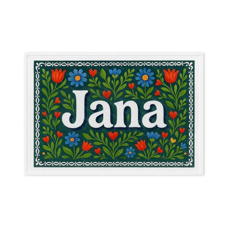 Jana Name Art - Floral Farmhouse personalized wall print for kids
