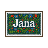 Jana Name Art - Floral Farmhouse personalized wall print for kids