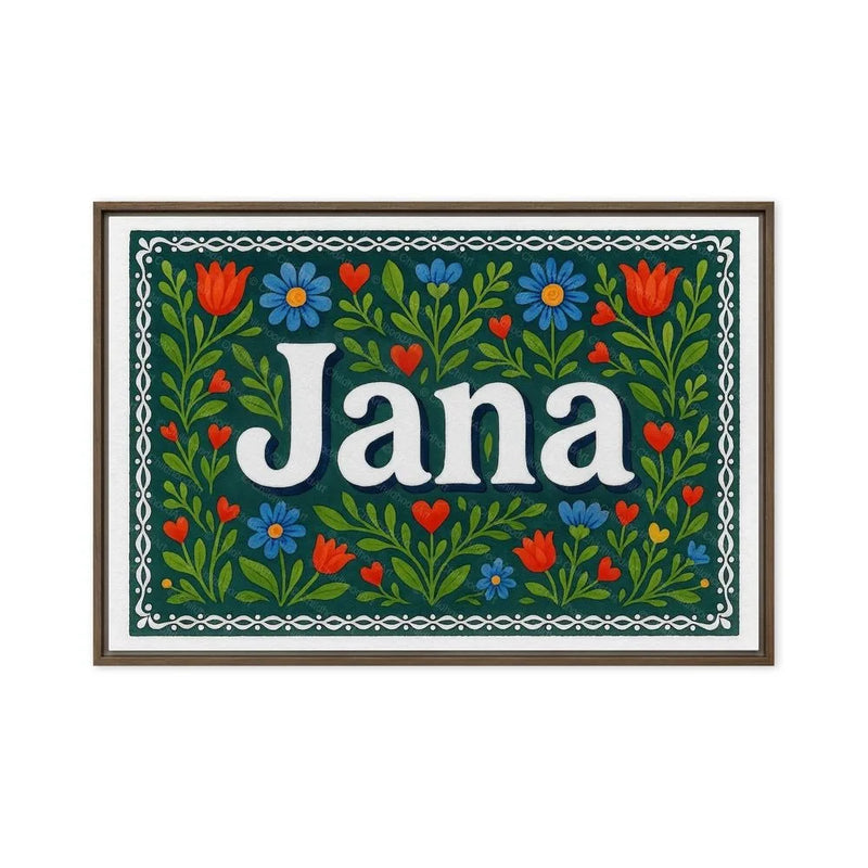 Jana Name Art - Floral Farmhouse personalized wall print for kids