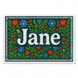 Jane Name Art - Floral Farmhouse personalized wall print for kids
