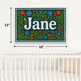 Jane Name Art - Floral Farmhouse personalized wall print for kids