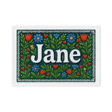 Jane Name Art - Floral Farmhouse personalized wall print for kids