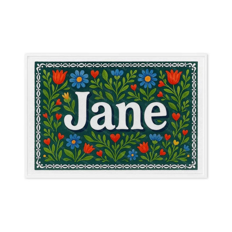 Jane Name Art - Floral Farmhouse personalized wall print for kids