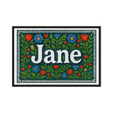 Jane Name Art - Floral Farmhouse personalized wall print for kids