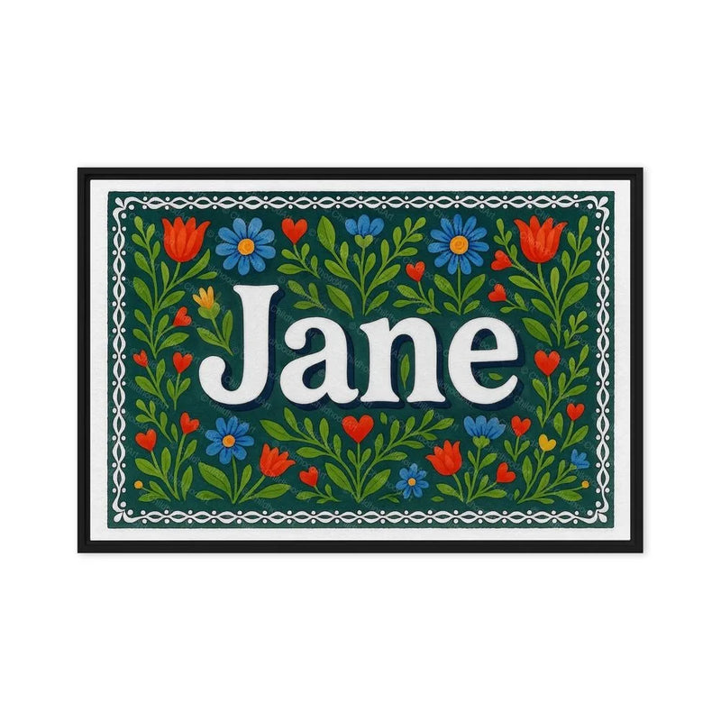 Jane Name Art - Floral Farmhouse personalized wall print for kids
