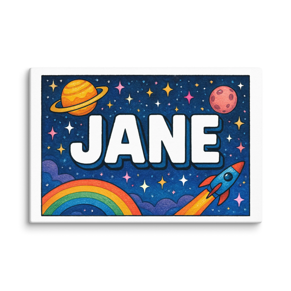 Jane Name Art - Space Explorers Personalized Wall Art