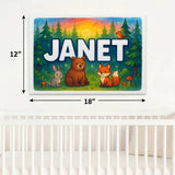 Janet Name Art - Forest Friends personalized wall print for kids