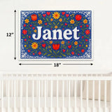 Janet Name Art - Floral Farmhouse personalized wall print for kids