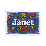 Janet Name Art - Floral Farmhouse personalized wall print for kids