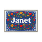 Janet Name Art - Floral Farmhouse personalized wall print for kids