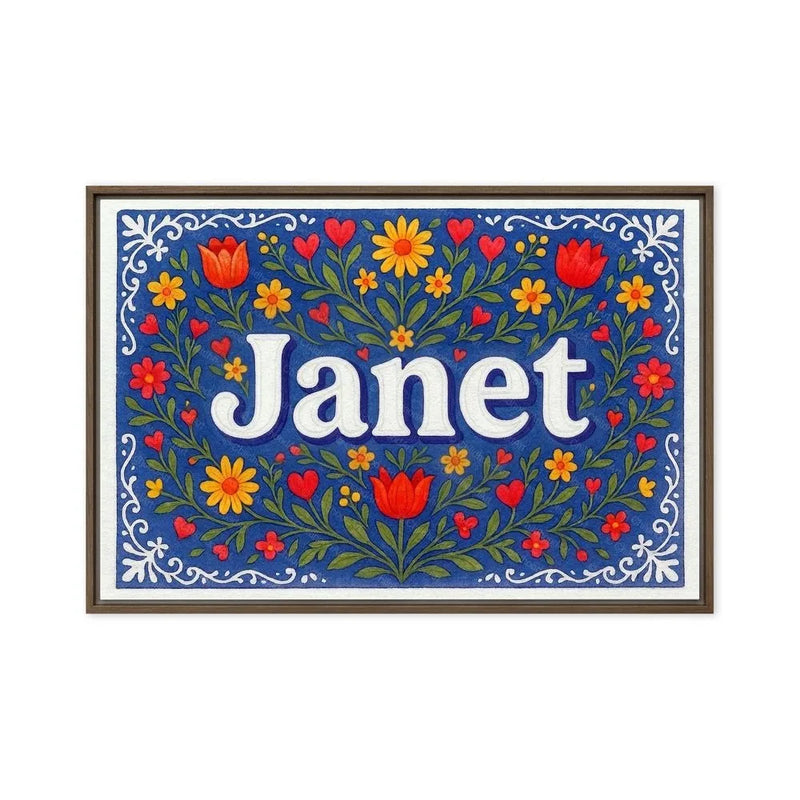 Janet Name Art - Floral Farmhouse personalized wall print for kids