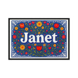 Janet Name Art - Floral Farmhouse personalized wall print for kids