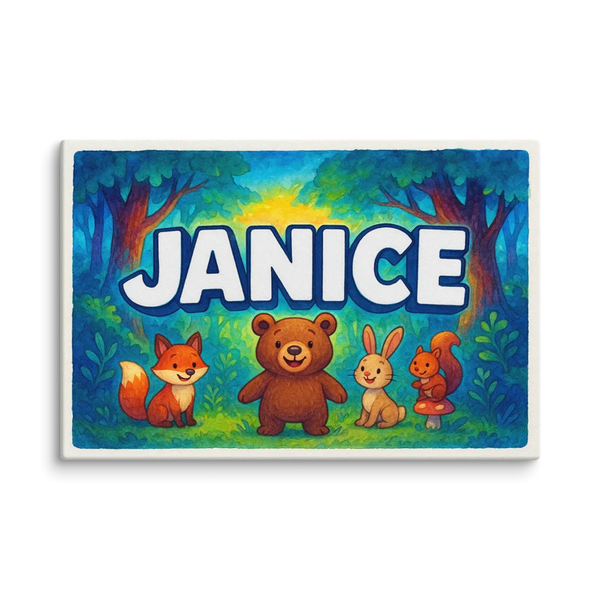 Janice Name Art - Forest Friends Personalized Wall Art