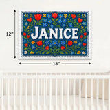 Janice Name Art - Floral Farmhouse personalized wall print for kids