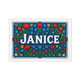 Janice Name Art - Floral Farmhouse personalized wall print for kids