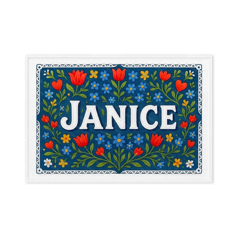 Janice Name Art - Floral Farmhouse personalized wall print for kids