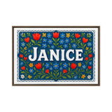 Janice Name Art - Floral Farmhouse personalized wall print for kids